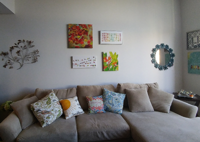 Wall of art and decor in Playa Vista apartment