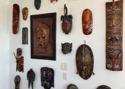 Wall of masks in Hermosa Beach home