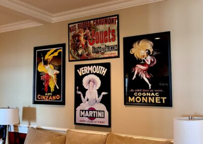 Framed vintage posters in Hermosa Beach home